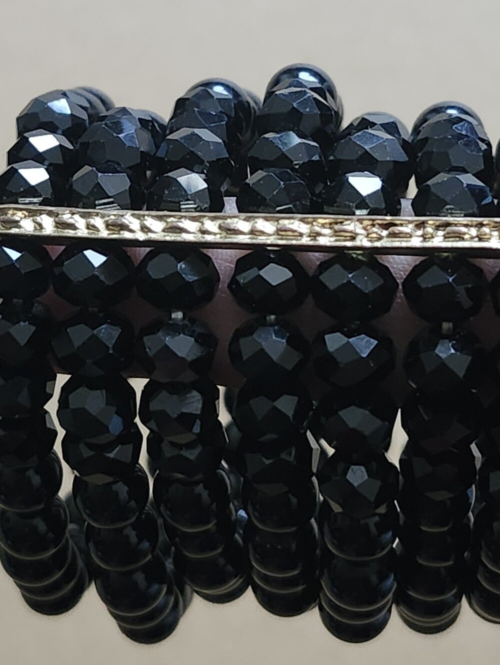 Anne Klein Black Faceted Bead Multi-Strand Bracelet with Gold Trim